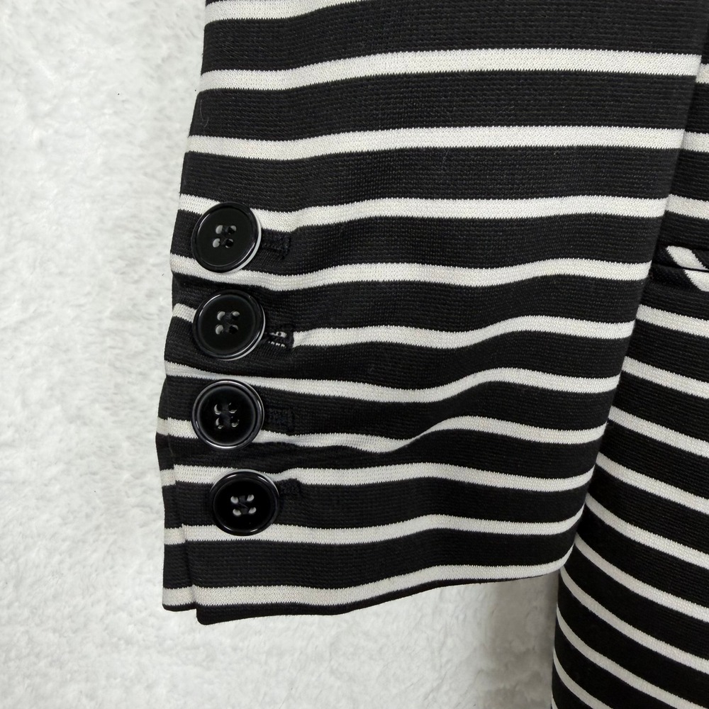 Nine West Womens Black White Striped Single Button Blazer‎ Jacket Size 14 - Picture 8 of 9